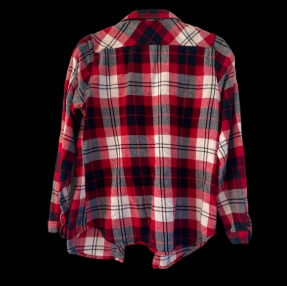 Polly & Esther LG Red Plaid Flannel Button Down Shirt - Picture 2 of 10